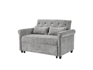 Canapé convertible 2 places 120x80x82 cm gris en chenille, dossier réglable, couchage d'appoint 170x98 cm