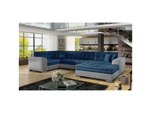 Canapé droit convertible MEUBLER DESIGN  7 places Tissu blanc