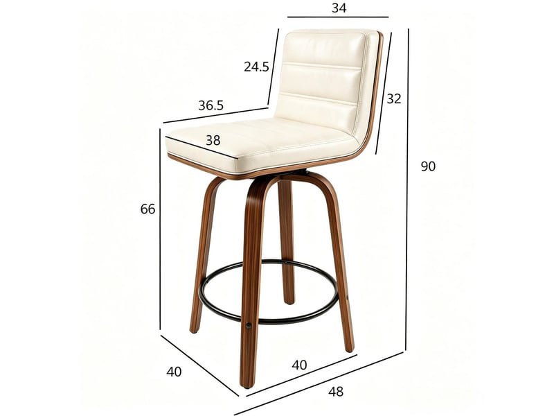  Chaise pivotante à 360° revêtement en similicuir pu pieds en bois courbés  - Conforama C