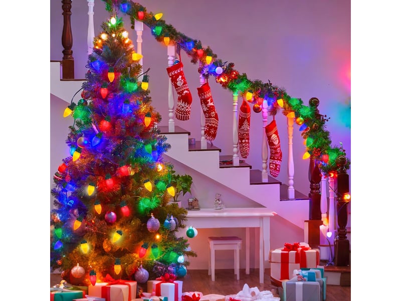 Guirlande lumineuse de noël led 10 m 40 led, 8 modes avec télécommande, fonctionnement à piles - Conforama E