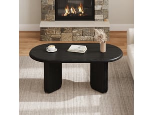 Table basse ovale coloris noir <strong>KORFEE</strong> <strong></strong> - 50 cmx99 cm