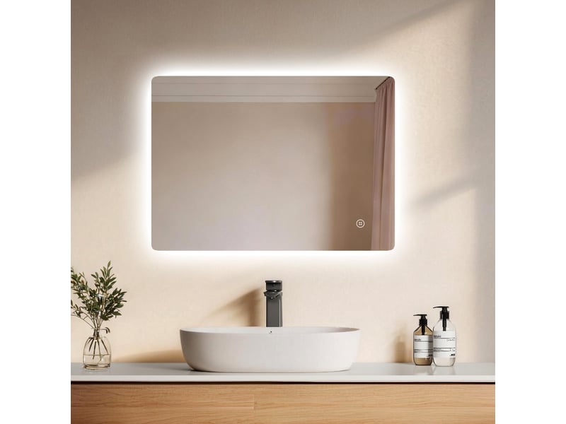  Emke miroir led salle de bain rétroéclairé 50 x 70 cm, interrupteur tactile, intensité réglable, fonction mémoire, blanc froid  - Conforama B