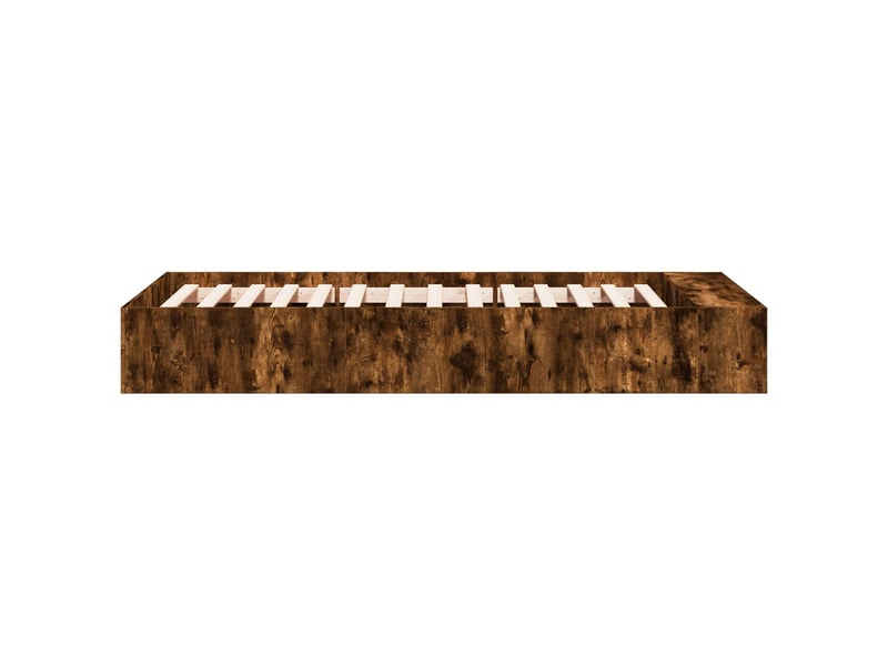  Lit simple- lit adulte -  cadre de lit avec rangement avec étagère chêne fumé 80 x 200 cm  - Conforama D