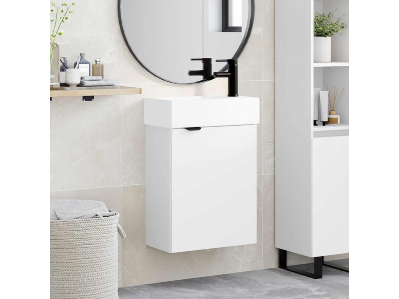  Meuble de salle de bain avec robinet blanc 45.5x22.5x84 cm shl6822  - Conforama B