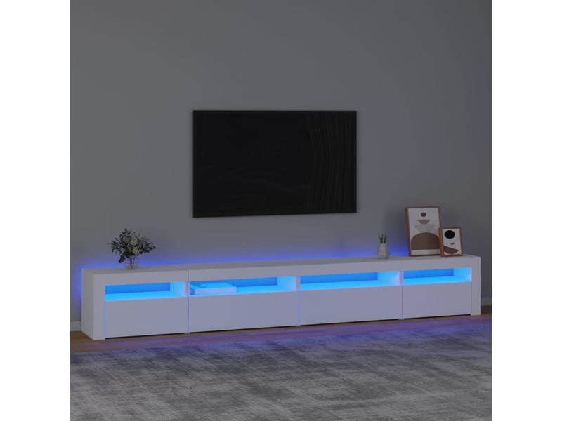  Meuble tv - banc tv - meuble de rangement avec lumières led blanc 270x35x40 cm  - Conforama B