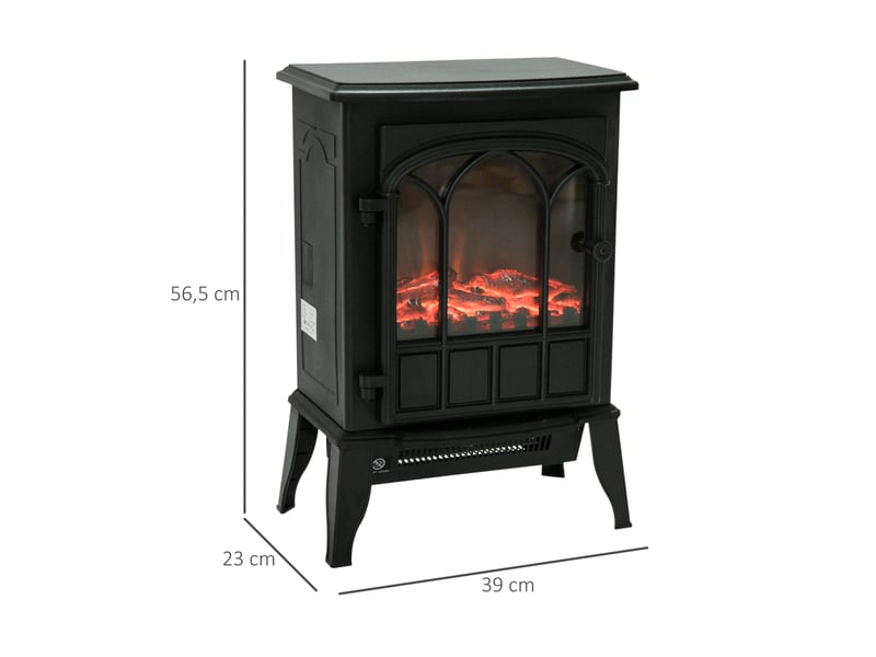  Cheminée électrique sur pied 10002000 w, fausse cheminée décorative avec effet flamme led, protection contre la surchauffe, zone de couverture 15-30 m², noir  - Conforama C