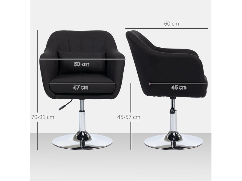 Fauteuil pivotant réglable noir en polyester, avec accoudoirs et coussin lombaire, idéal bureau et salon - Conforama C