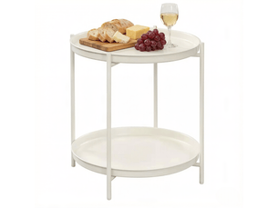 Table basse ronde avec 2 plateaux métalliques, structure stable, design moderne, pour salon et chambre, 44 × 44 × 53 cm