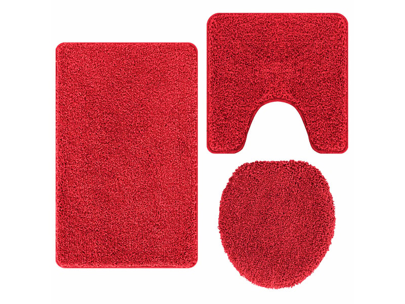  Ensemble de tapis de bain antidérapants 3 pc rouge 50 x 80 cm cf64756  - Conforama A