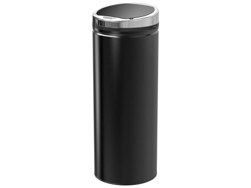 Poubelle à capteur de mouvement noire en acier inoxydable, 30,5x30,5x81,5 cm - Conforama A