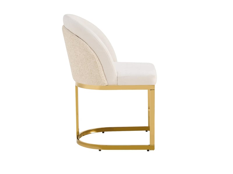  Lot de 2 chaises de salle à manger en tissu chenille beige et pieds dorés N634P448062B - Conforama B