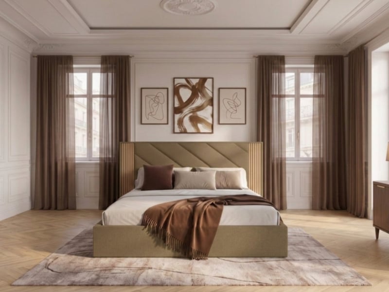  Bobochic lit coffre diana tissu velours lisse marron 160x200 DIANA - Conforama C