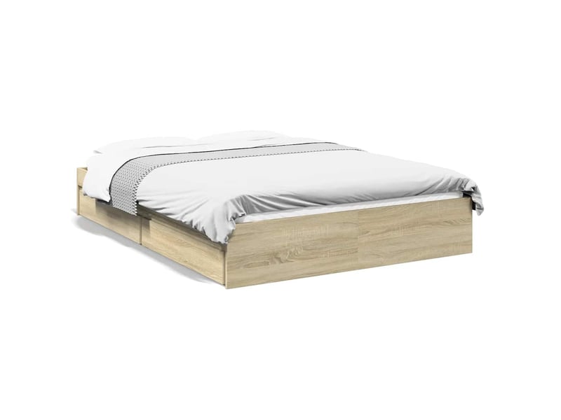  Lit double- lit adulte -  cadre de lit avec tiroirs sans matelas chêne sonoma 140x190 cm  - Conforama A