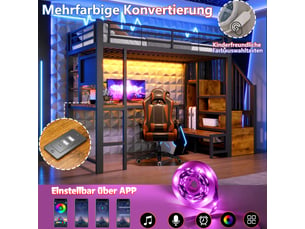 Lit mezzanine 90x200 cm <strong></strong>  <strong></strong> coloris noir