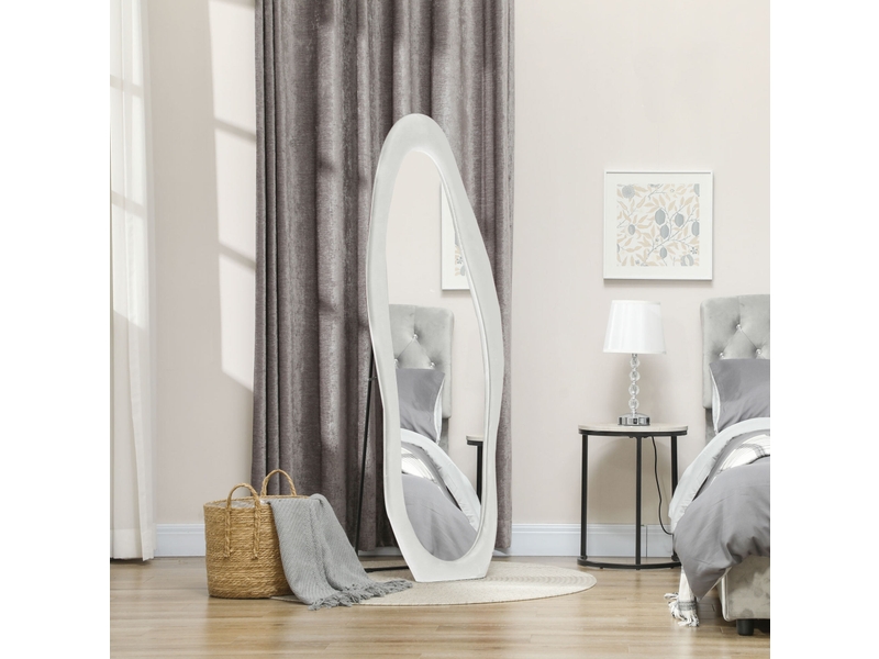  Miroir sur pied 50x160 cm cadre ondulé en mdf blanc  - Conforama B