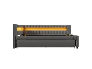 Lit banquette 90x200 cm <strong>ZOVIRA</strong> <strong></strong> coloris gris