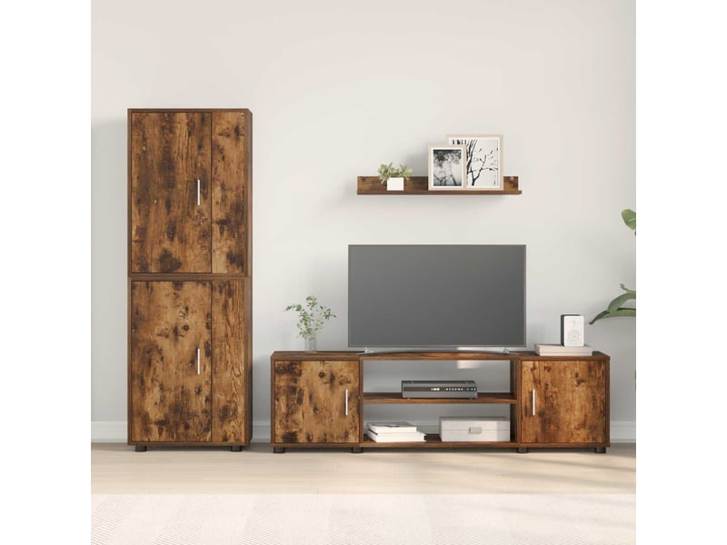  Ensemble meuble tv - banc tv - meuble de rangement chêne fumé bois d'ingénierie  - Conforama D
