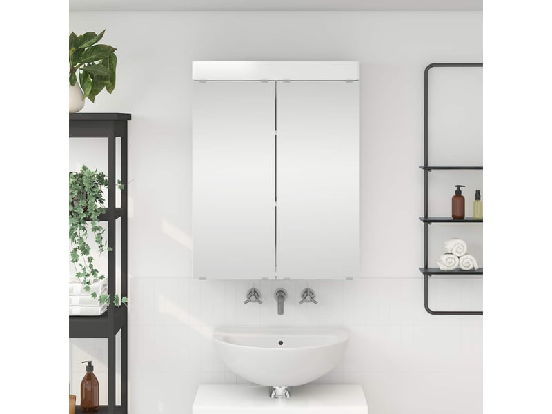 Amoire de salle de bain avec miroir, cabinet de salle de bain tulum blanc brillant cf64960 - Conforama B