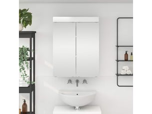 Amoire de salle de bain avec miroir, cabinet de salle de bain tulum blanc brillant cf64960