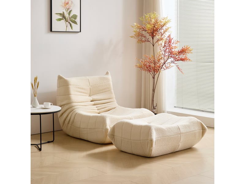  Fauteuil de sol beige en mousse haute densité evryae  - Conforama C