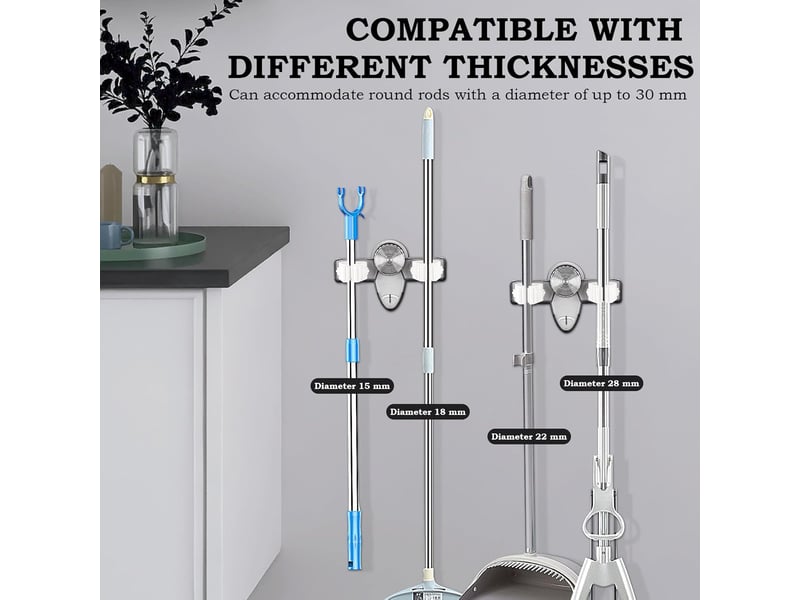  Lot de 2 supports de balai à franges ventouse, porte mural vadrouille sans perçage, organisateur outils nettoyage pour salle de bain, gris transparent CSLJY-LIEN0002535CSLJY - Conforama C