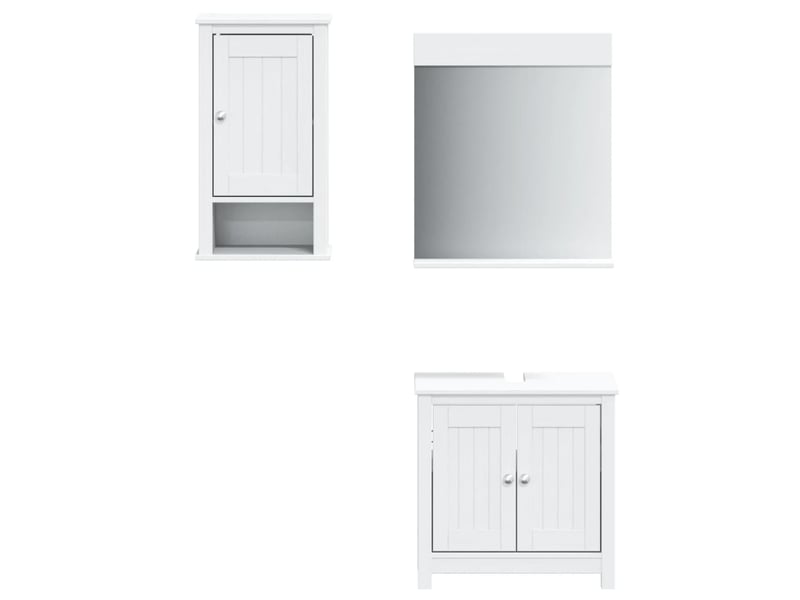 Ensembles de salle de bain, meubles de salle de bain 3 pcs berg blanc bois de pin massif cf64775 - Conforama A