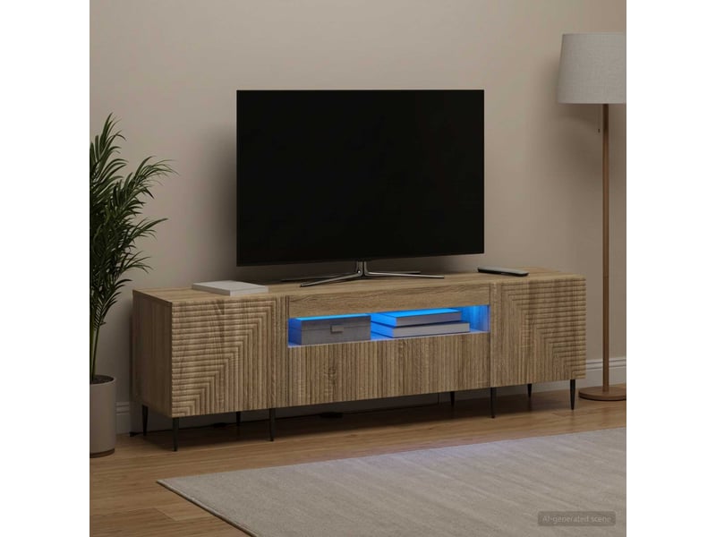 Meuble tv - banc tv - meuble de rangement led chêne sonoma bois d'ingénierie - Conforama B