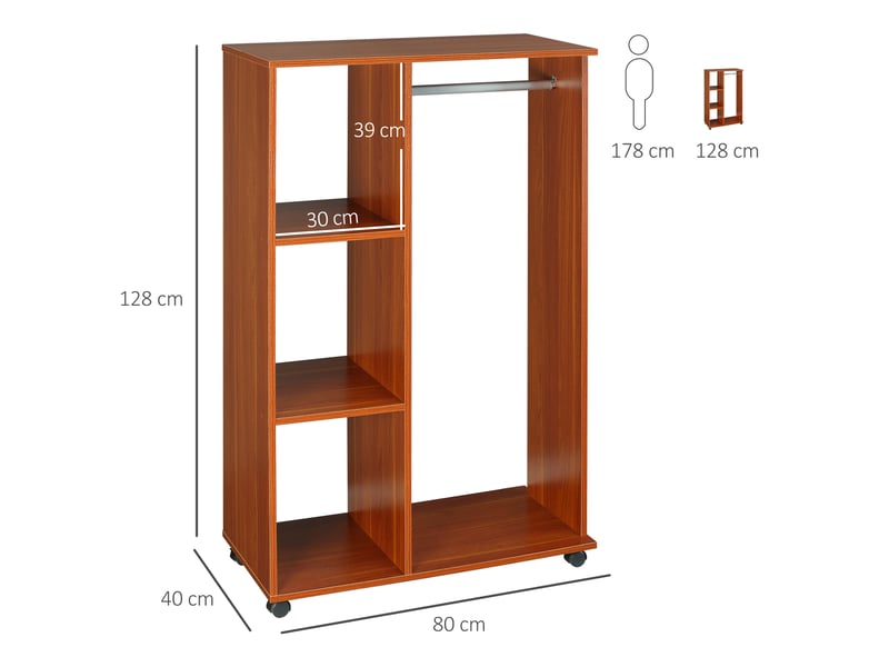  Armoire penderie armoire de rangement mobile panneaux de particules coloris noyer  - Conforama D