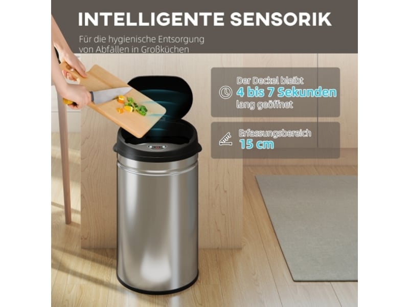  Poubelle à capteur 30 l en inox, sans contact, fermeture douce, pour cuisine hygiénique  - Conforama B
