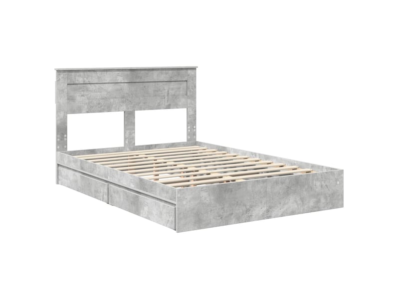 Lit double- lit adulte - lit de rangement gris béton 150 x 200 cm bois d'ingénierie - Conforama C