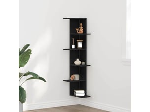 Étagère d'angle flottante, étagère murale chêne noir 36.5 x 36.5 x 140 cm cf41396