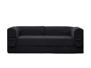 Canapé 2 places tissu côtelé doux structure convertible format de sol gain de place style futon