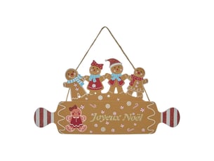 Suspension de noël ginger en bois forme rouleau l. 32 cm