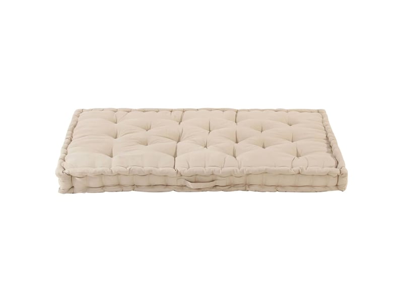  Coussin de plancher de palette, coussin d'assise coton 120x80x10 cm beige cf55518  - Conforama E