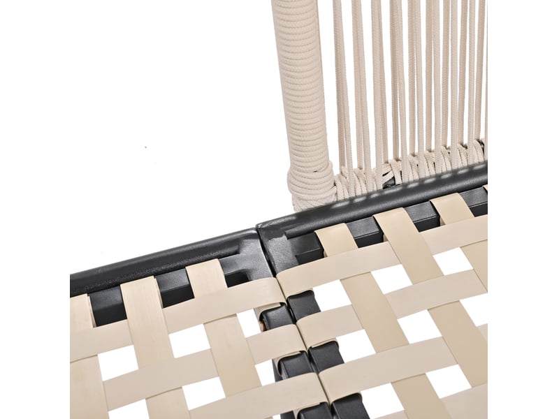 Bain de soleil double 130x65x67 cm beige, acier galvanisé et polyester, coussins déhoussables lavables - Conforama E