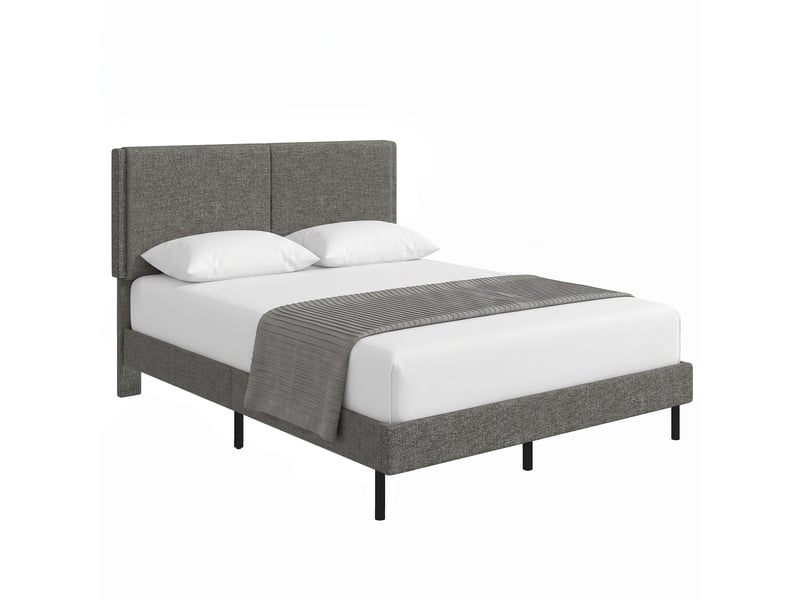  Cadre de lit 140x190 avec sommier, tête réglable et rangement sous le lit, double rembourré gris  - Conforama B