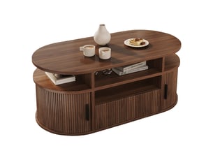 Table basse ovale coloris bois foncé OOIILLEE Luxe haut de gamme - 50 cmx100 cm