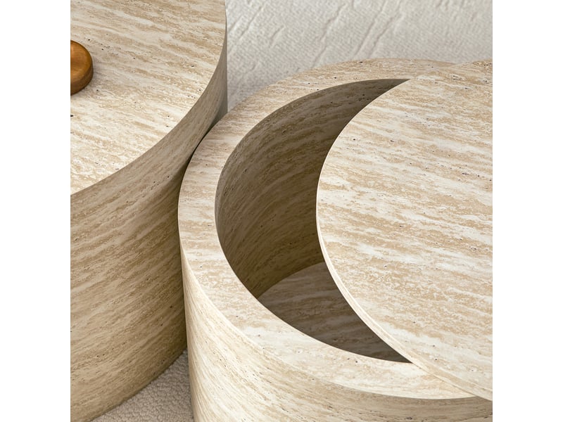  Set de 2 tables basses rondes gigognes avec rangement – mdf aspect bois – ø 62,8 et 44 cm  - Conforama E