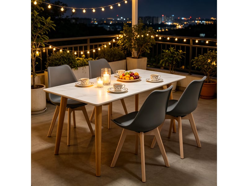  Chaise de salle à manger lot de 4 pivotante à 360 degrés  - dossier incurvé, simili cuir gris  - Conforama B
