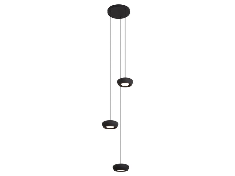  Moderne hanglamp zwart met ronde kap 3-lichts - concerto  - Conforama E