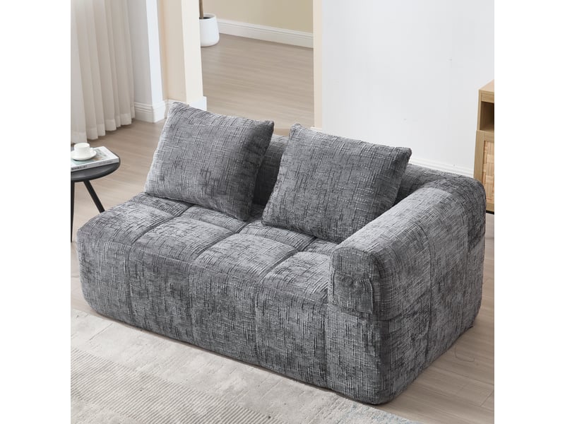  Canapé droit fixe 2 places tissu gris canapé compressible - Conforama B
