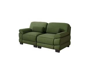 Canapé 2 places moderne à cadre modulable, coussin lombaire confortable, assise profonde, revêtement cord doux, vert, salon appartement