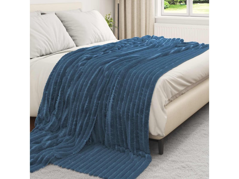  Plaid canapé bleu marine 240x220 cm 1.36 kg polaire  - Conforama C