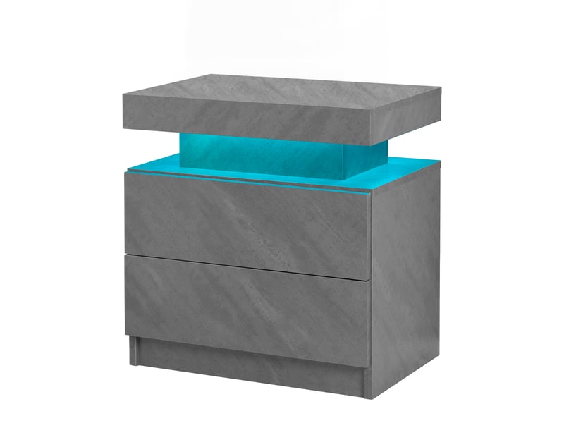  Table de chevet avec éclairage led 2 tiroirs gris foncé 50x53x36 cm T2974P231497 - Conforama A