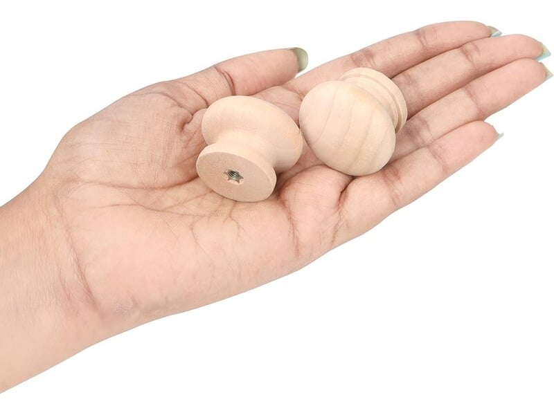  Ensemble de 40 boutons en bois de bouleau naturel 3,4 x 2,5 cm, poignées pour armoires, tiroirs et meubles avec vis.  - Conforama B