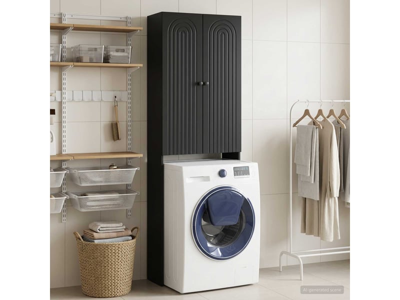 Armoire de toilette alkmaar noir 66x25.5x190 cm - Conforama B
