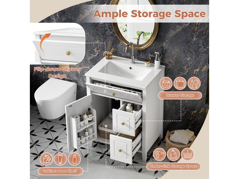  Meuble sous-vasque avec vasque céramique blanc 61 x 47 x 87 cm  - Conforama E