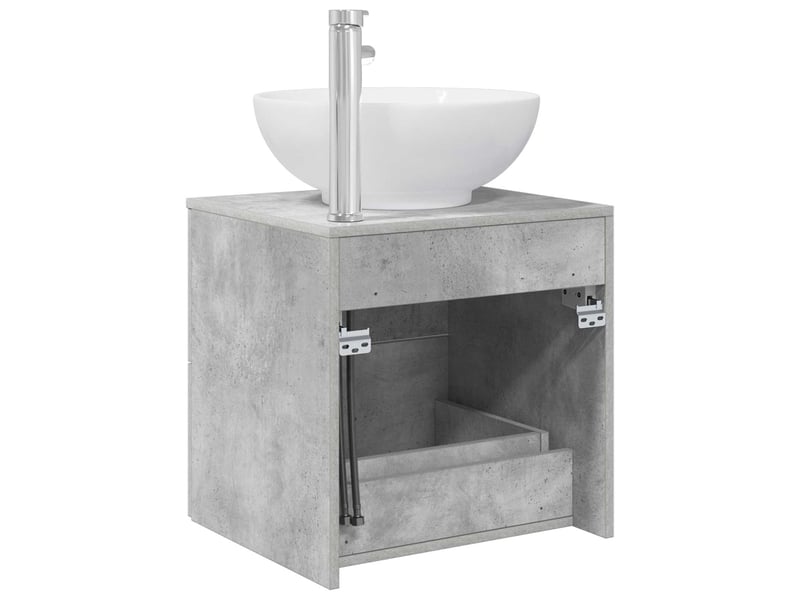  Vanité de lavabo mural, meuble de rangement gris béton 49.5x44.5x66.5 cm  - Conforama E