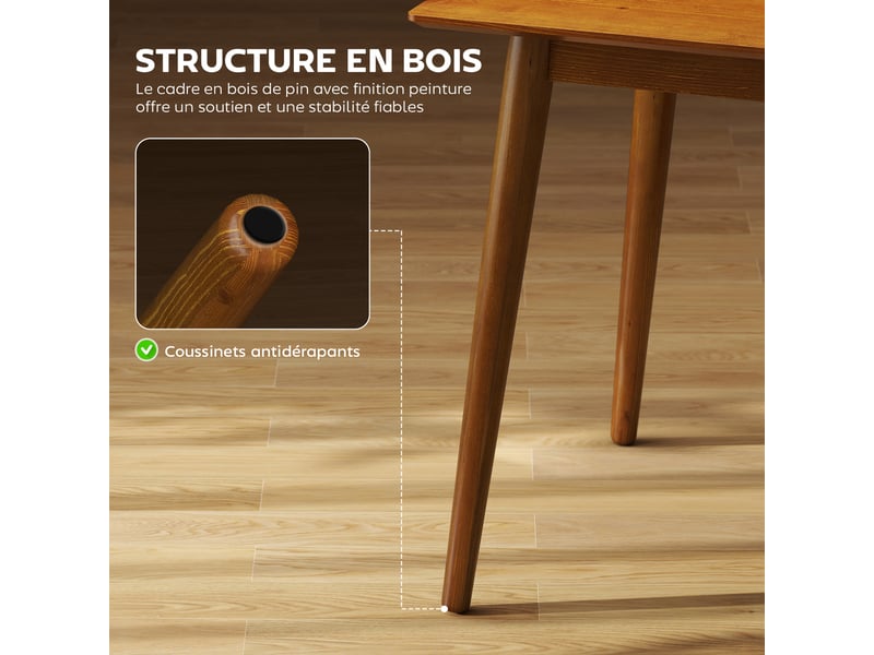  Table de salle à manger design dim. 120l x 75l x 76h cm grand plateau 4-6 personnes en bois  - Conforama E