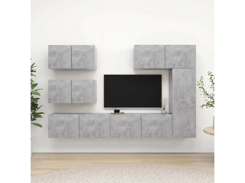  Ensemble de meubles tv 6 pcs gris béton bois d'ingénierie shl74937  - Conforama B